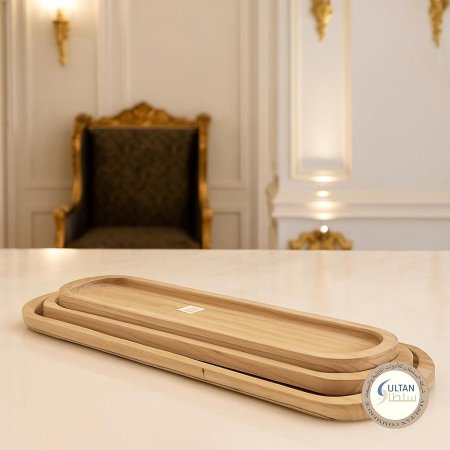 طقم جاط خشب 3 قطع طبيعي